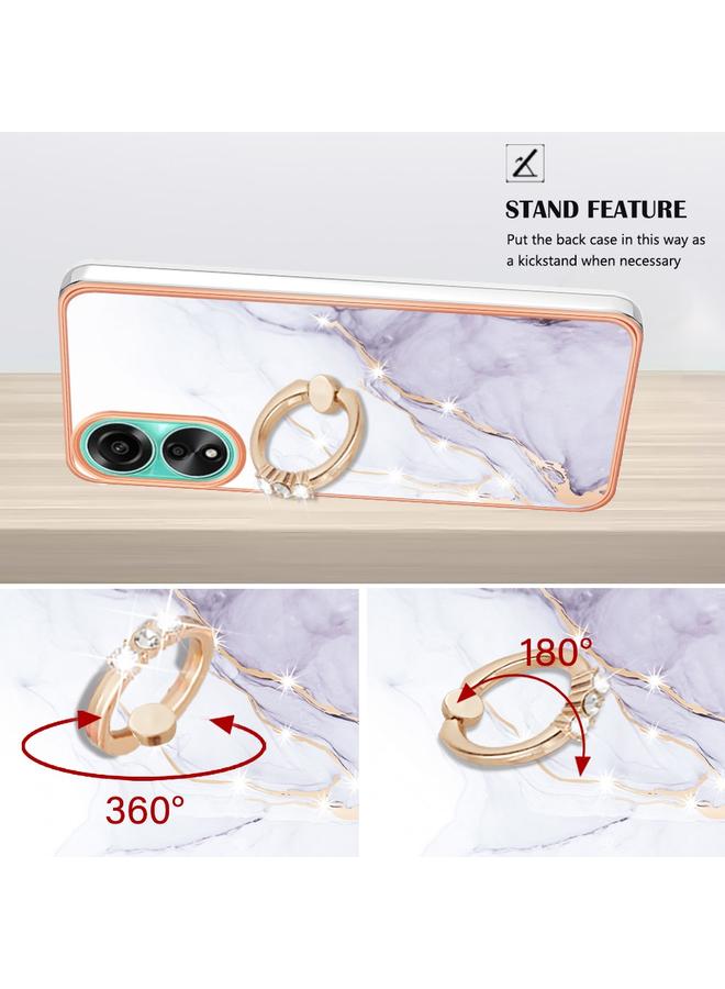 اس-توب جراب لهاتف OPPO A78 4G مطلي بالرخام الكهربائي IMD TPU مع حامل حلقي - Image 3