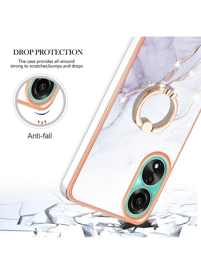 اس-توب جراب لهاتف OPPO A78 4G مطلي بالرخام الكهربائي IMD TPU مع حامل حلقي - Image 4