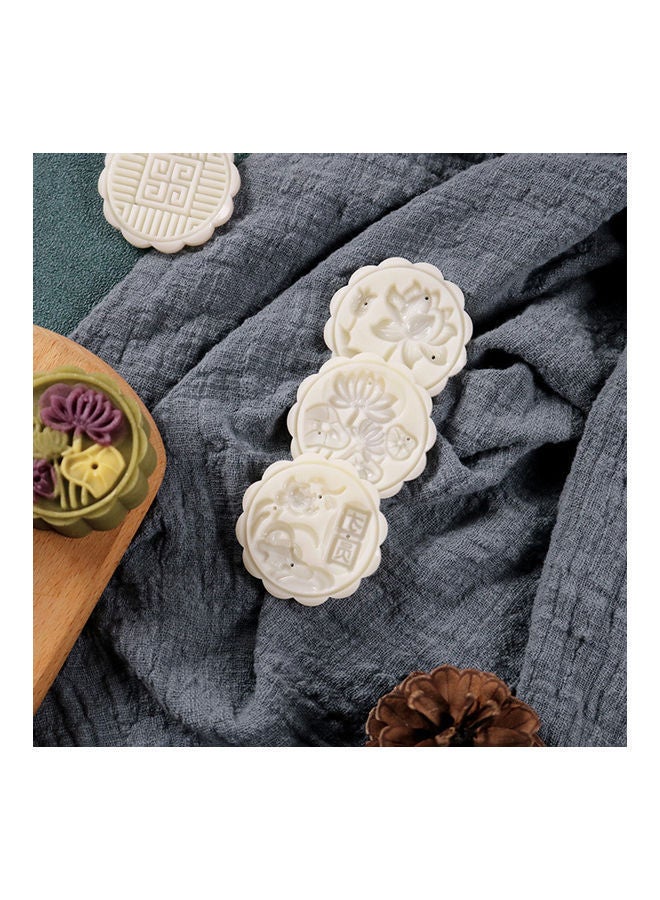 NIBEMINENT Mid-Autumn Festival Moon Cake Making Mold With 4 Stamp White/Beige/Silver 14 x 5 5cm - Image 2