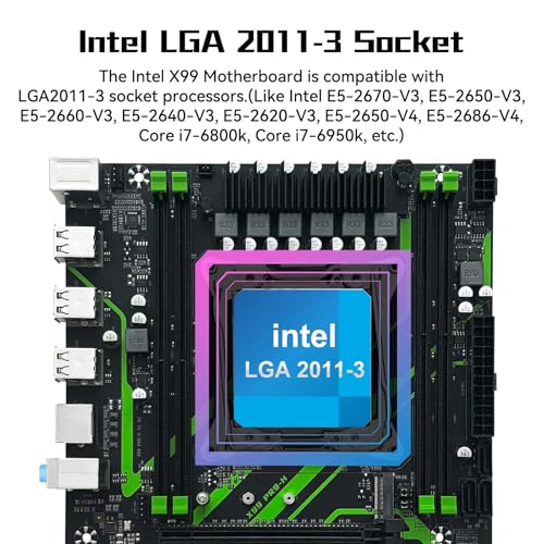 MACHINIST لوحة أم MACHINISIT LGA 2011-3 X99 Micro ATX لمعالجات Intel Xeon E5 V3 V4 (ذاكرة DDR4 بحد أقصى 128GB، PCIe 3.0، بروتوكول M.2، LAN بسرعة جيجابت)، خادم الكمبيوتر X99 PR9-H - Image 2