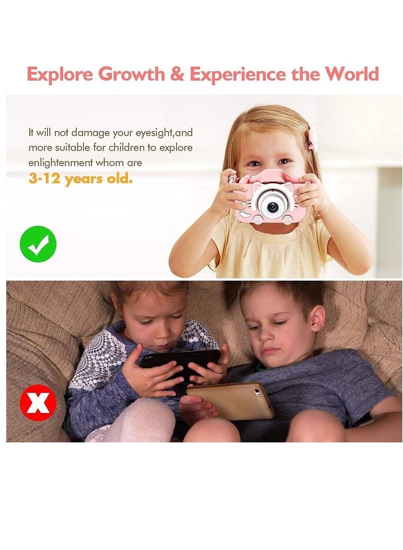كاميرا HD للأطفال للبنات/الأولاد، ألعاب للأطفال من 3-9 سنوات، هدية عيد ميلاد للأطفال من 6-9 سنوات، كاميرا رقمية مزدوجة للأطفال، كاميرا سيلفي HD للأطفال، بطاقة ذاكرة 32GB - Image 3