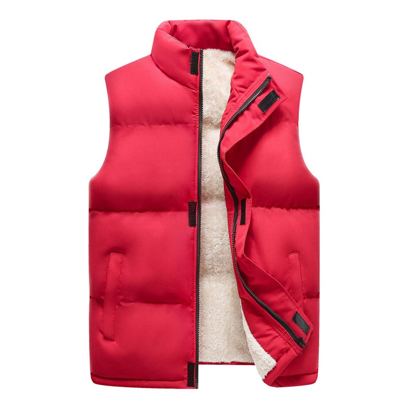 Men'S Fleece-Lined Thickened Vest Down Cotton Vest Large Size Warm Cold-Proof Sleeveless Waistcoat Vest Multi-Bag Casual Waistcoat - Image 5