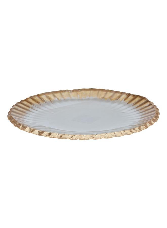 Alsaif Glass Dessert Serving Dish Flat Circular White - Image 1
