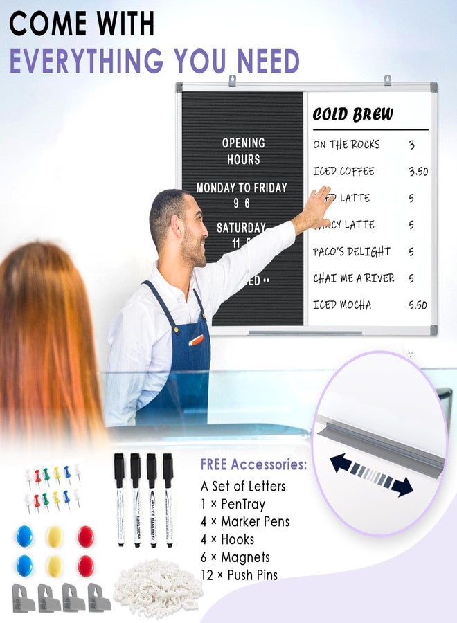 S SWANCROWN Felt Board White Board Combo/Letter Board/Dry Erase Whiteboard for Office, Classroom Home, Black, 24x18 Inch - Image 5