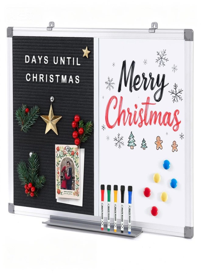 S SWANCROWN Felt Board White Board Combo/Letter Board/Dry Erase Whiteboard for Office, Classroom Home, Black, 24x18 Inch - Image 1
