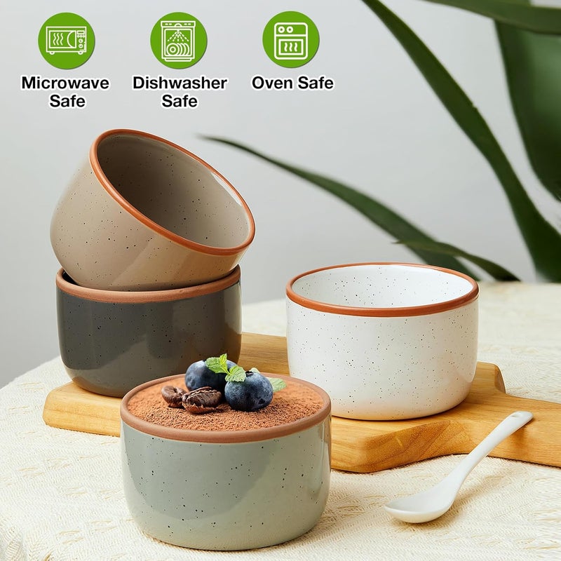 Gencywe Morandi Color Ramekins Set of 6, 6 oz Creme Brulee Ramekin Oven Safe, Porcelain Ramekin Bowls, Mini Cheesecake Pans, Small Baking Dish, Dipping Sauce Bowls, Ramekins for Baking Souffle, Ice Cream - Image 2