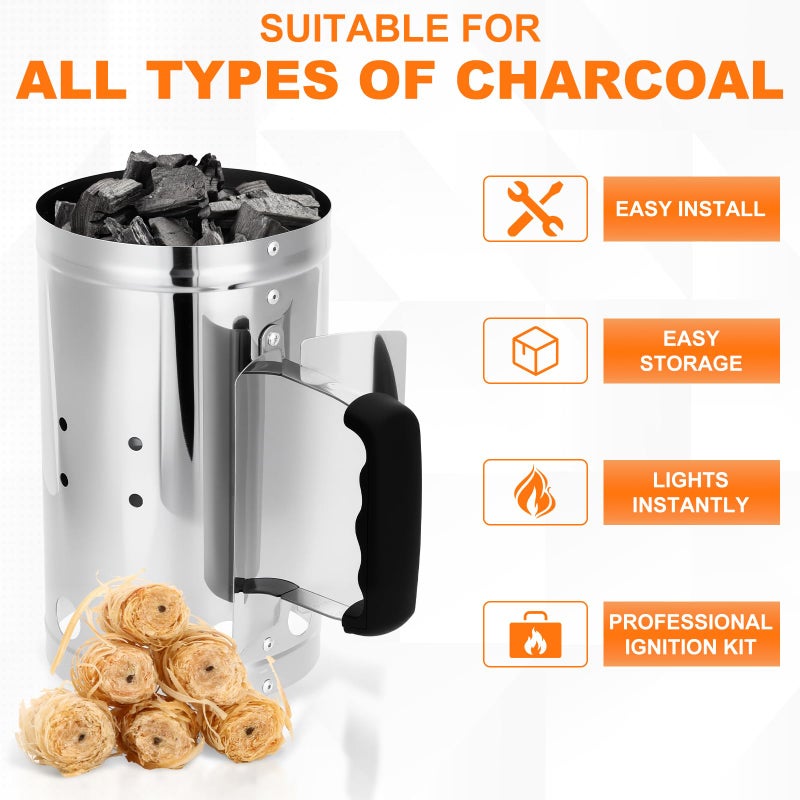 SUNLIFER Charcoal Chimney Starter, BBQ Grill Quick Rapid Fire Starter Chimney for Outdoor Barbecue Cooking Camping, Sturdy and Easy to Use, Stainless Steelï¼ˆ10.62" x 6.3"ï¼‰ - Image 4