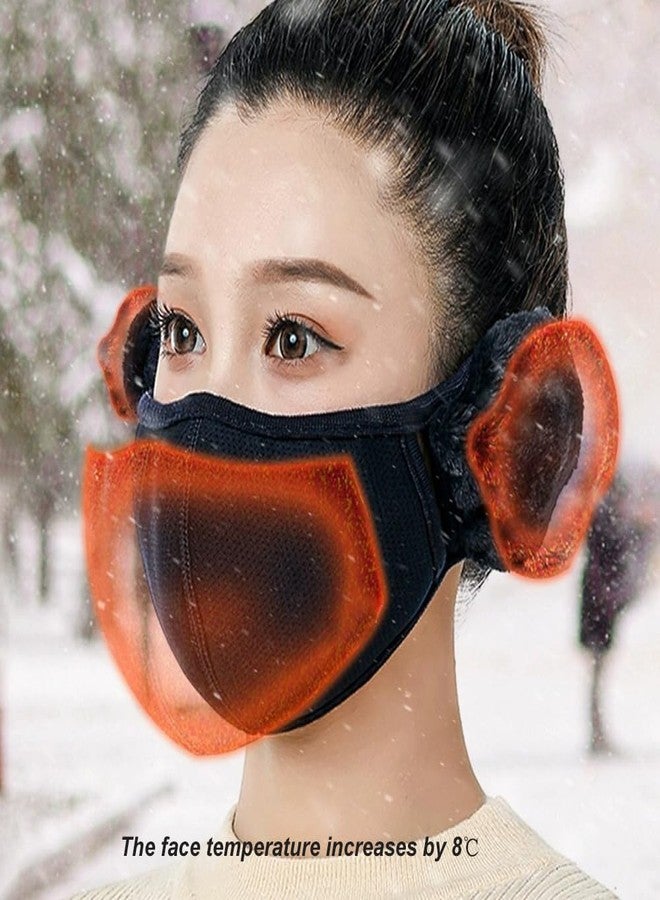 TecHong Unisex Winter Warm Windproof Mask with Fluffy Ear Covers - Thick Dustproof Breathable Mouth Cover Half Face Earflaps - Image 4