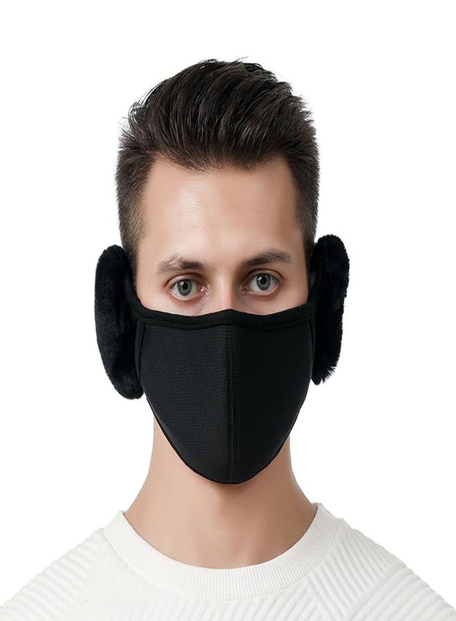 TecHong Unisex Winter Warm Windproof Mask with Fluffy Ear Covers - Thick Dustproof Breathable Mouth Cover Half Face Earflaps - Image 1