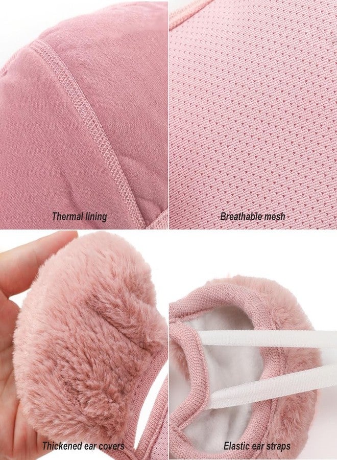TecHong Unisex Winter Warm Windproof Mask with Fluffy Ear Covers - Thick Dustproof Breathable Mouth Cover Half Face Earflaps - Image 3