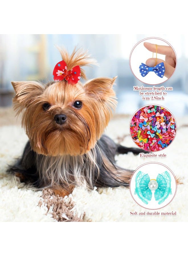 meekoo 500 Pcs Dog Hair Bows Bulk Spring Dog Grooming Hair Bows with Rubber Band Small Puppy Cute Accessories Multicolor Bowknot for Puppies Pets Gift - Image 3