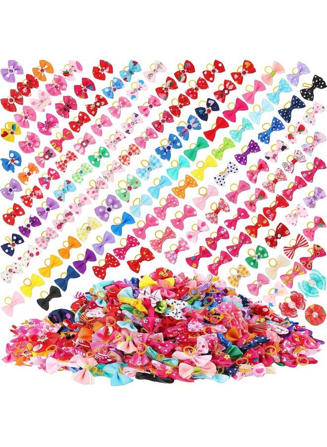 meekoo 500 Pcs Dog Hair Bows Bulk Spring Dog Grooming Hair Bows with Rubber Band Small Puppy Cute Accessories Multicolor Bowknot for Puppies Pets Gift - Image 1