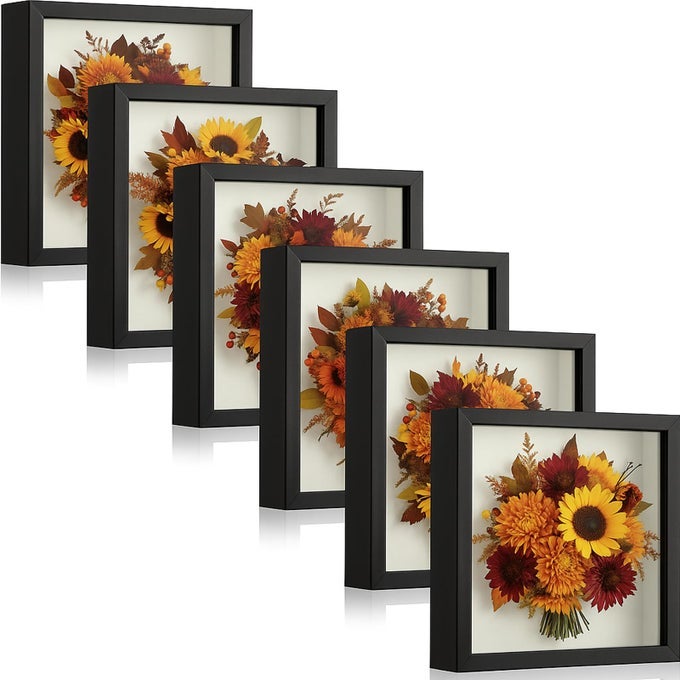 6 PIECES SHADOW BOX PICTURE FRAME SQUARE SHADOW BOXES DISPLAY CASES FOR SPORTS MEMORABILIA WEDDING MEMORIES CRAFTS PINS AWARDS MEDALS TICKETS AND PHOTOSBLACK8 X 8 INCH