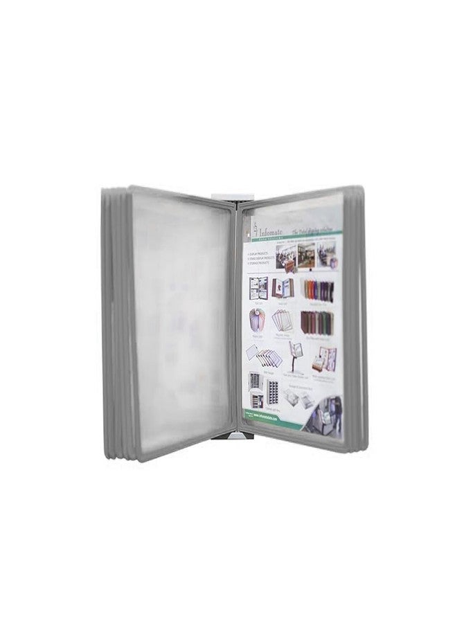 Infomate Wall Unit Folder A4 with 10 Folders - Wall Hanging Documents Storage File Folders - Grey colored folders - Image 2