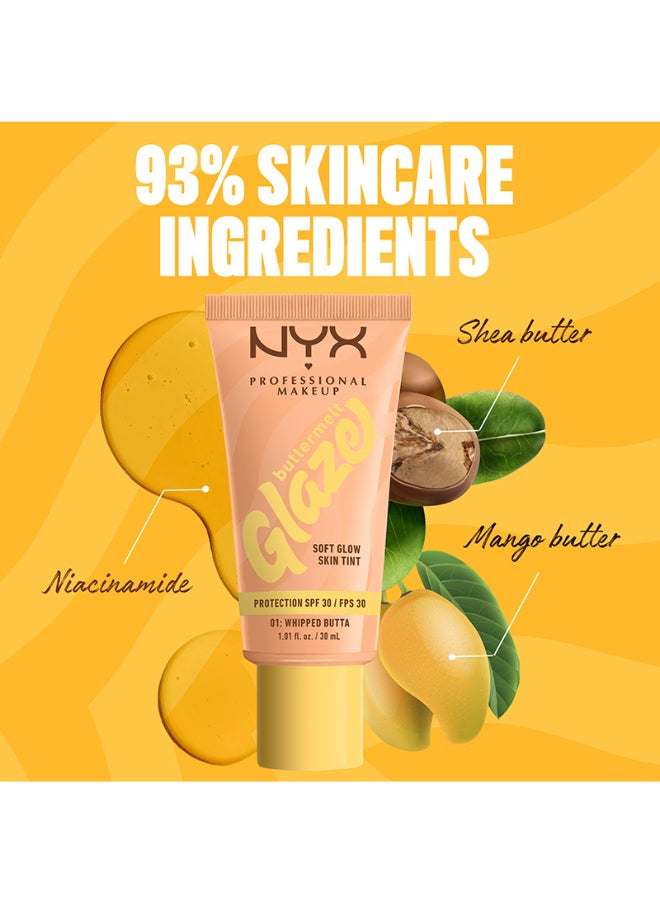 NYX PROFESSIONAL MAKEUP - Buttermelt Glaze Soft Glow Skin Tint + SPF/FPS 30 Foundation 12h Wear Whipped Butta - Image 1