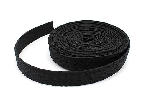 ABB Ropes & Niwars ABB Ropes Niwars 15 inch Cotton Webbing Thick Black Colour Cotton BeltsBag Strap for Tote Bag Upholstery Webbing Versatile Crafting and Sewing Projects and Flexible Cotton Ribbon 