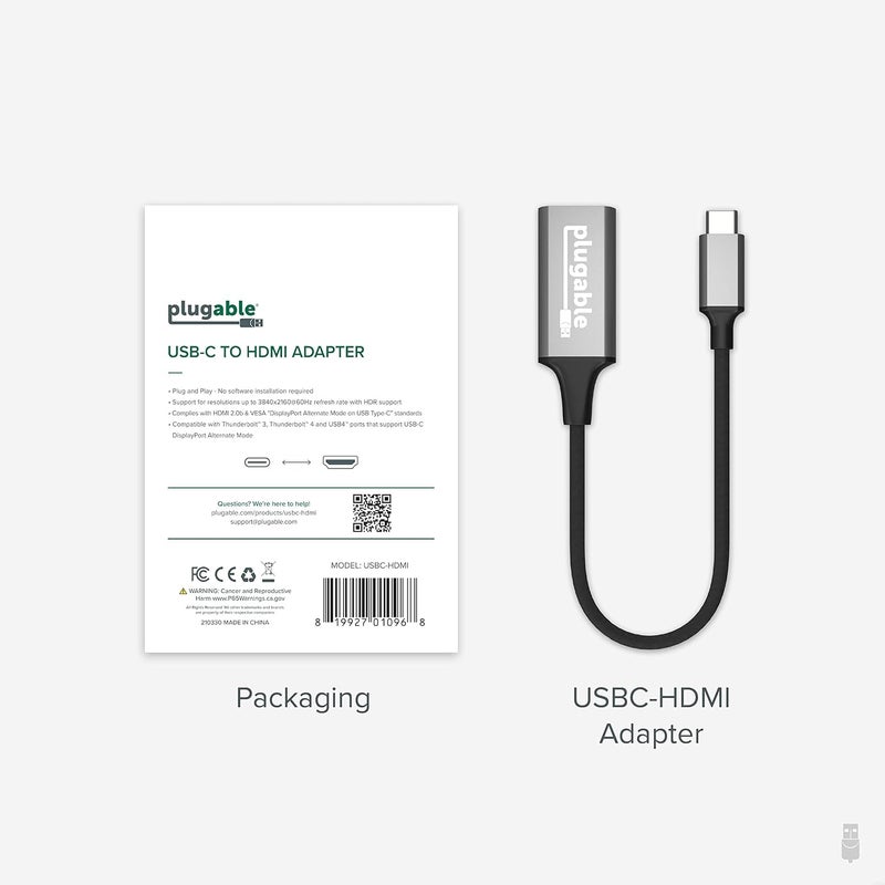 Plugable USB C to HDMI Adapter, HDMI 2.0, USB4 / Thunderbolt Adapter for 4K Monitor up to 4K 60Hz (USBC-HDMI) iPhone 15+, iPad Pro, MacBook Pro, Dell XPS, Surface Laptop, Lenovo, HP - Driverless - Image 5