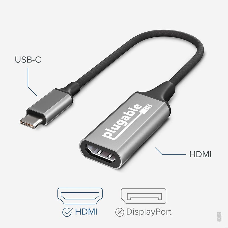 Plugable USB C to HDMI Adapter, HDMI 2.0, USB4 / Thunderbolt Adapter for 4K Monitor up to 4K 60Hz (USBC-HDMI) iPhone 15+, iPad Pro, MacBook Pro, Dell XPS, Surface Laptop, Lenovo, HP - Driverless - Image 2