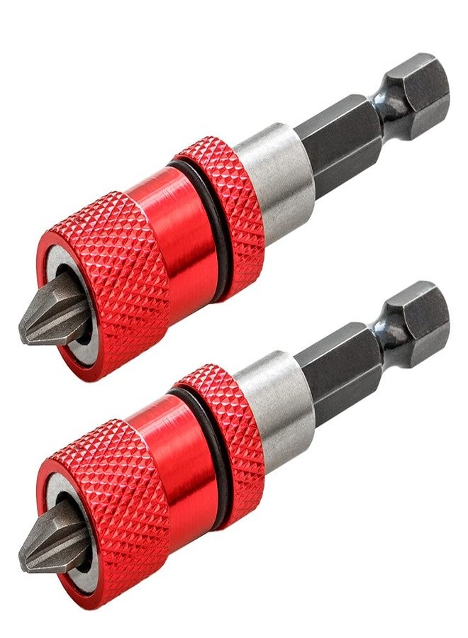 Saipe 2pcs Adjustable Screw Depth Screwdriver Bit Holder Magnetic Steel Screwdriver Drywall Bit 1/4 Inch Hex Shank with S2 Phillips 2 Screw Driver Bits - Image 1