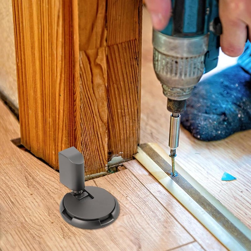 Mechanical Windproof Door Stopper Floor Mount Non-Slip Door Bumper Gray No-Drill Heavy Duty for Indoor Office and Home Use - Image 4