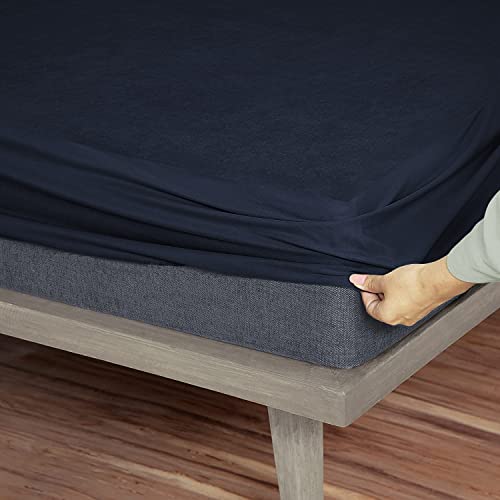 Sassoon Laika Single Bed Waterproof Mattress Protector 36x72 inch (3x6 Feet) | Pack of 1, Blue | Elastic Fitted Cotton Feel Terry Ultra Soft Breathable Hypoallergenic Mattress Cover - Image 1