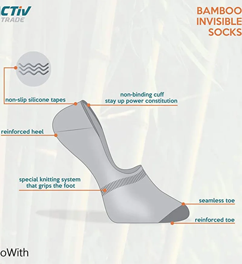 Hepsine Rakip Rival to All 3-Piece Men's Bamboo Ballerina Socks Non-Slip Heel Soft Quality