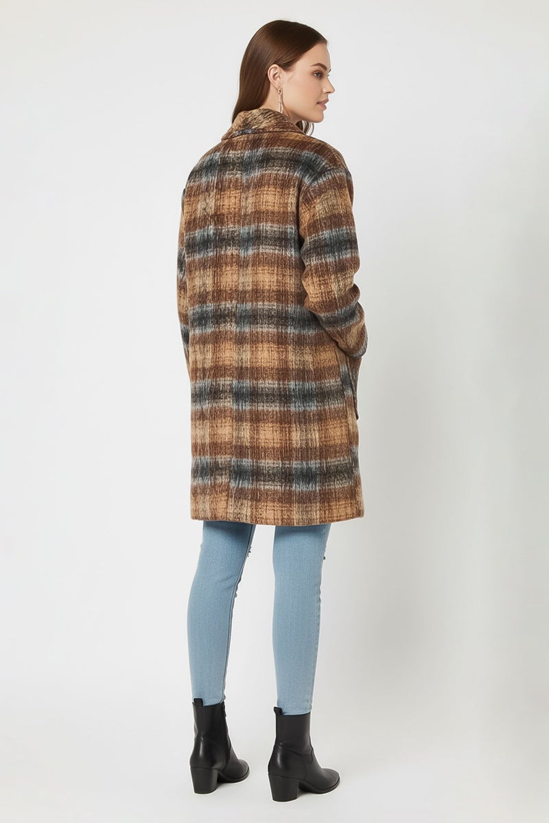 BCBGeneration Women Long Sleeve Plaid Trench Coat Jacket, Multicolor - Image 4