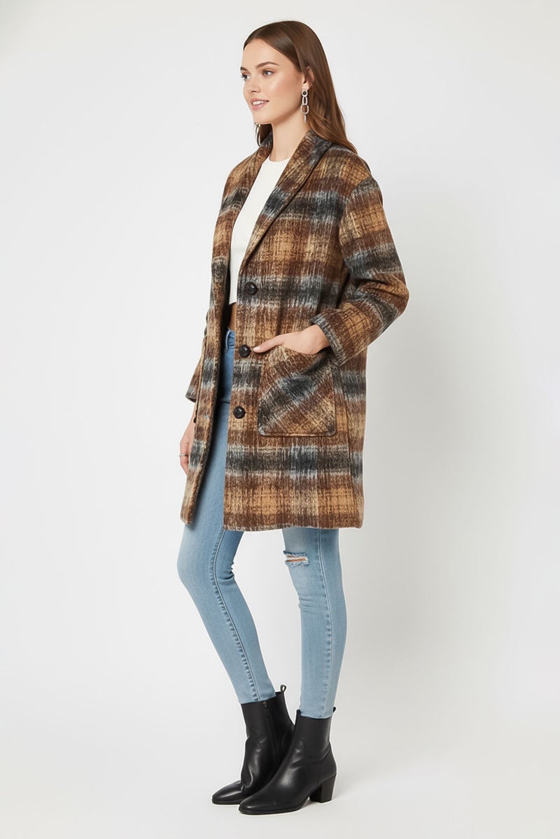 BCBGeneration Women Long Sleeve Plaid Trench Coat Jacket, Multicolor - Image 3