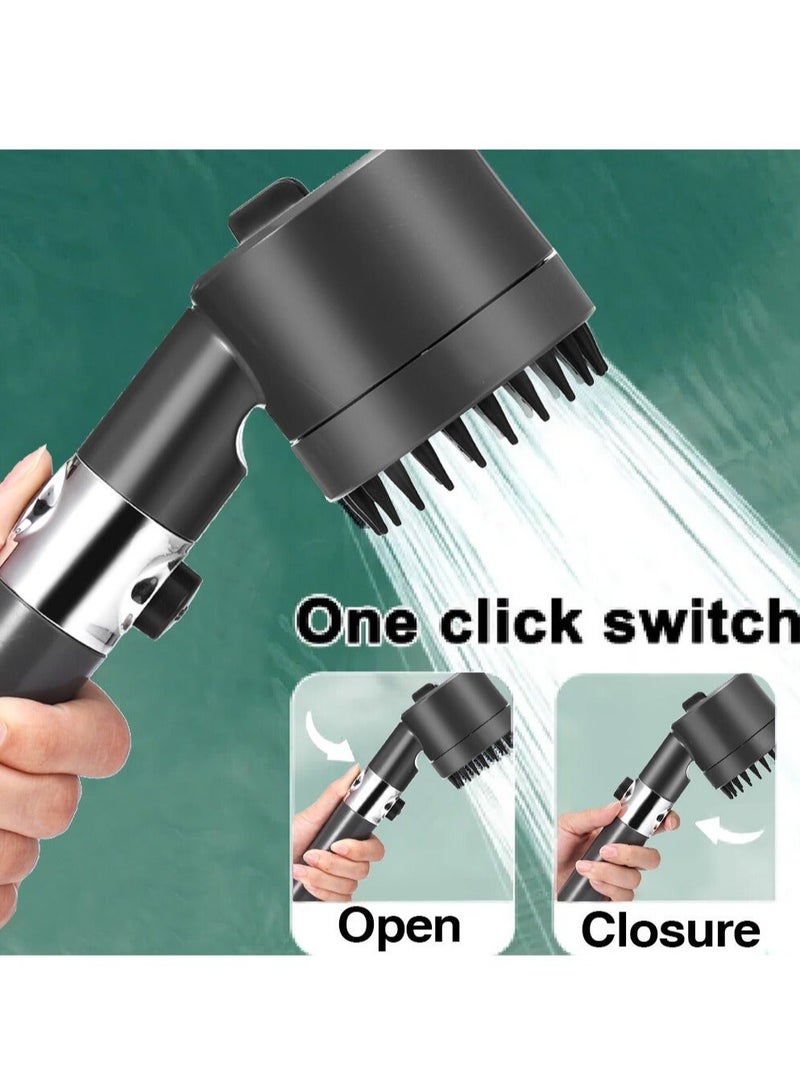 مجموعة رأس دش يدوي مرشح معالج للمياه الصلبة ورأس دش عالي الضغط ومجموعة رأس دش مساج مع 3 إعدادات رش مع خرطوم مضاد للانفجار وحامل (خرطوم 1.5 متر، أسود) - Image 4