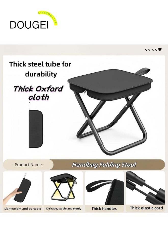 DOUGEI Portable Stool,  Small Folding Stool, Portable Folding Stool with Carrying Bag, Ultralight Camping Stool for Hiking and Fishing, Maximum Weight Capacity 260 Lbs(Black) - Image 5
