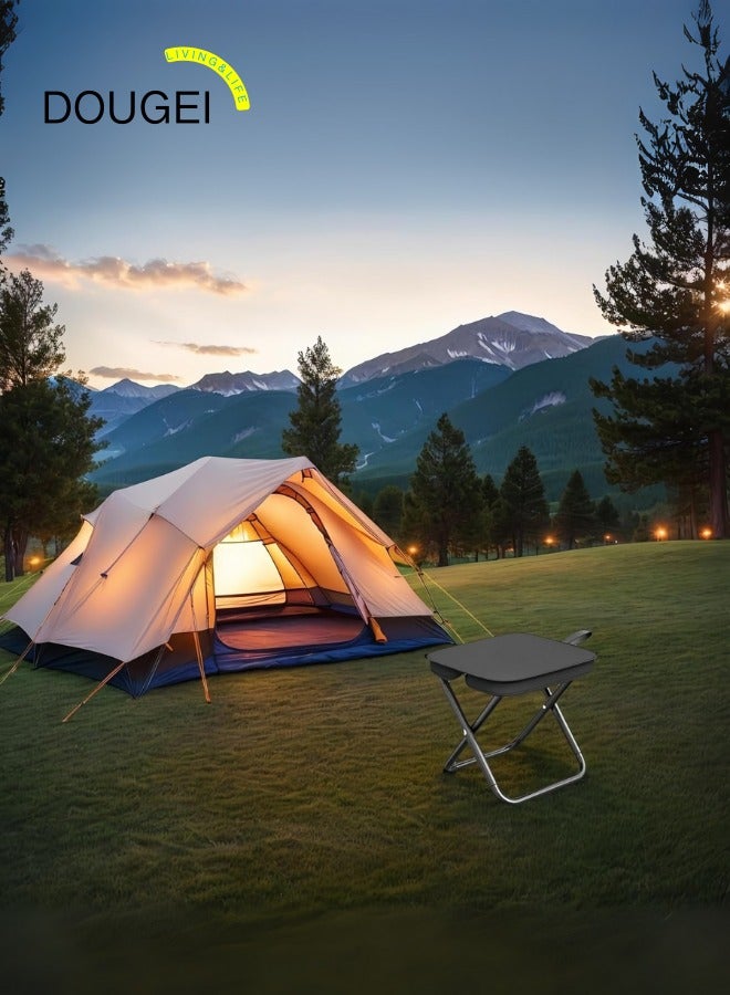 DOUGEI Portable Stool,  Small Folding Stool, Portable Folding Stool with Carrying Bag, Ultralight Camping Stool for Hiking and Fishing, Maximum Weight Capacity 260 Lbs(Black) - Image 2