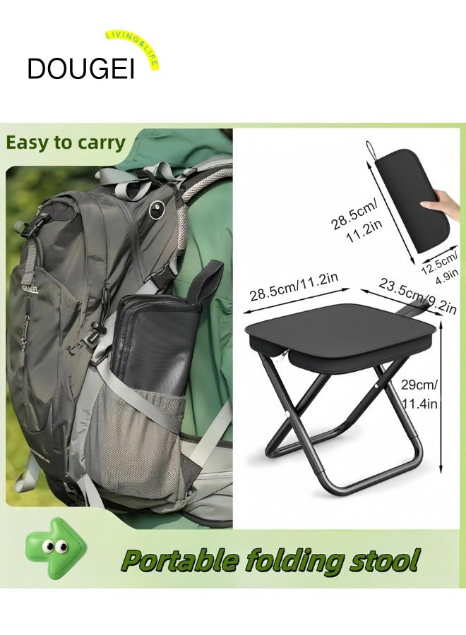 DOUGEI Portable Stool,  Small Folding Stool, Portable Folding Stool with Carrying Bag, Ultralight Camping Stool for Hiking and Fishing, Maximum Weight Capacity 260 Lbs(Black) - Image 3