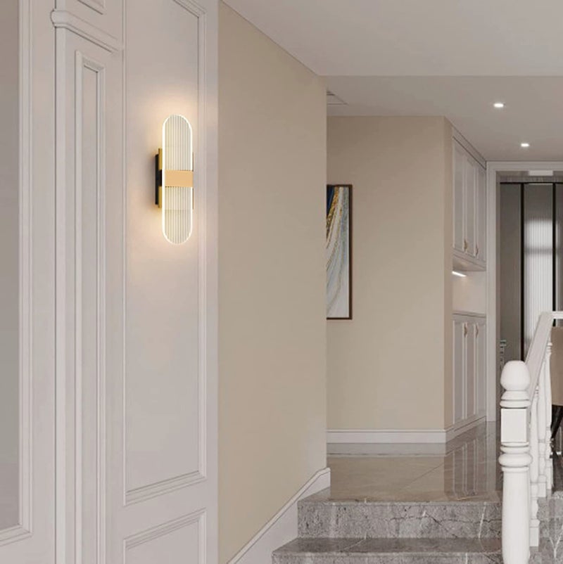 Groeien Pack of 2 Modern LED 15watt Round Shape Nordic Sconce Transparent Indoor Home Acrylic Wall Lamp Warm White 2 Round Shape - Image 5