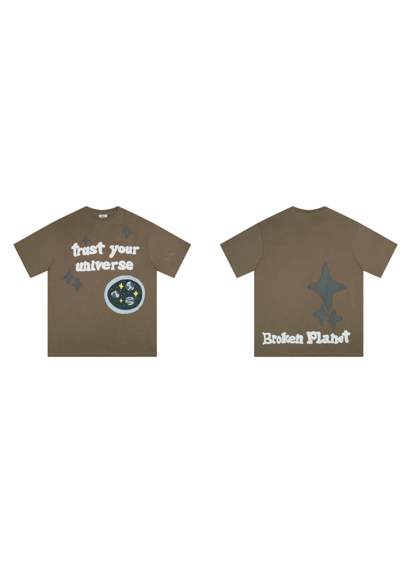 Generic - Broken Planet Cartoon Logo Cotton Tee 308 camel - Image 1