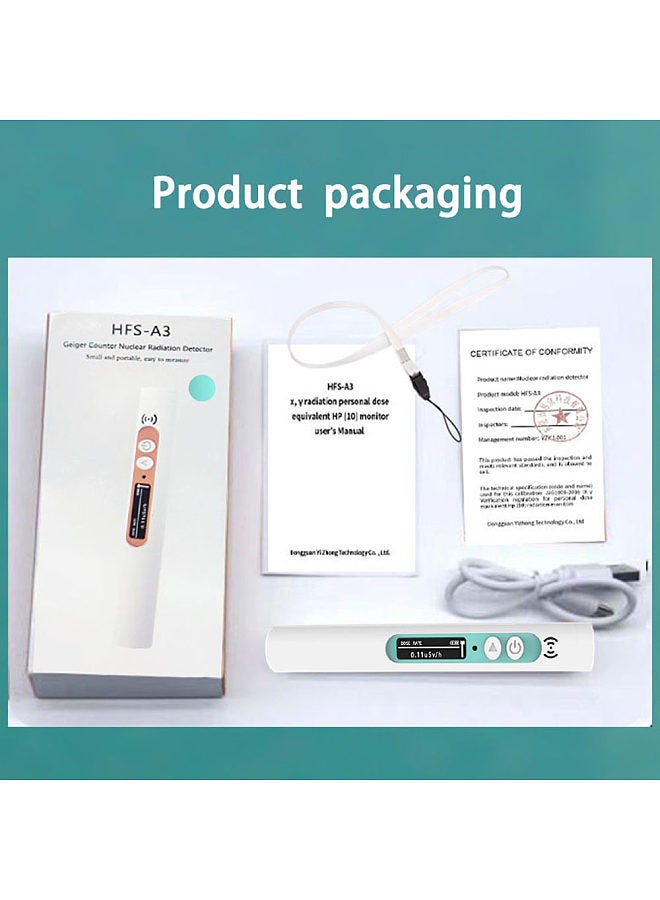 Handheld Portable Nuclear Radiation Detector Household Laboratory Multi-function Radioactive Geiger Counter Digital Backlit OLED Display β-Rays X-Rays γ-Rays Tester Green  - Image 4