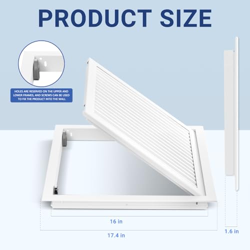 Crezone 174 x 174 Louvered Access Panel with PushButton Switch Access Panel with Vent White Aluminum Inside Dimensions 16 x 16 inch - Image 3