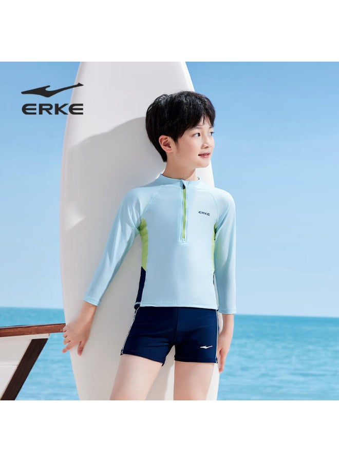 Erke Children's Long-sleeve Swimsuit Set For Boys, Two-piece Swimwear For Older Kids And Toddlers, Suitable For Hot Springs And Swimming - Image 2