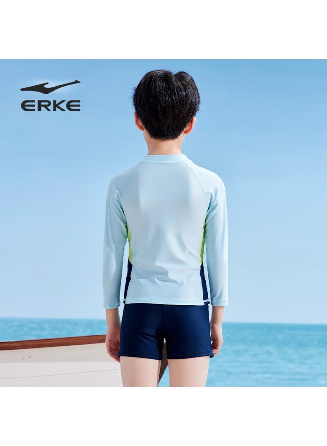 Erke Children's Long-sleeve Swimsuit Set For Boys, Two-piece Swimwear For Older Kids And Toddlers, Suitable For Hot Springs And Swimming - Image 3