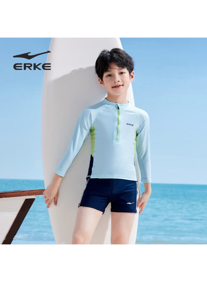 Erke Children's Long-sleeve Swimsuit Set For Boys, Two-piece Swimwear For Older Kids And Toddlers, Suitable For Hot Springs And Swimming - Image 1