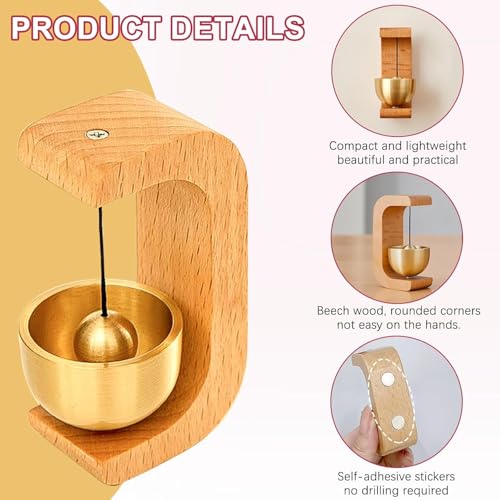 KANISYA Handcrafted Wooden Door Chime with Brass Bell, Traditional Hanging Door Chime for Home, Entrance, Temple & Wall Decor Indian Design Vintage Style Decorative Entryway Bell for Indoors&Outdoors - Image 2
