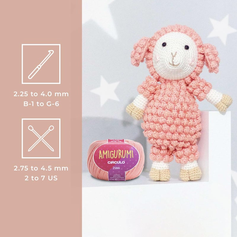 CÃRCULO Circulo Amigurumi Yarn, 100% Mercerized Brazilian Virgin Cotton for Crocheting and Knitting, Soft Art - Sport Weight Yarn, 4.4 oz, 278 yds - Color 7563 - Chantilly - Image 5