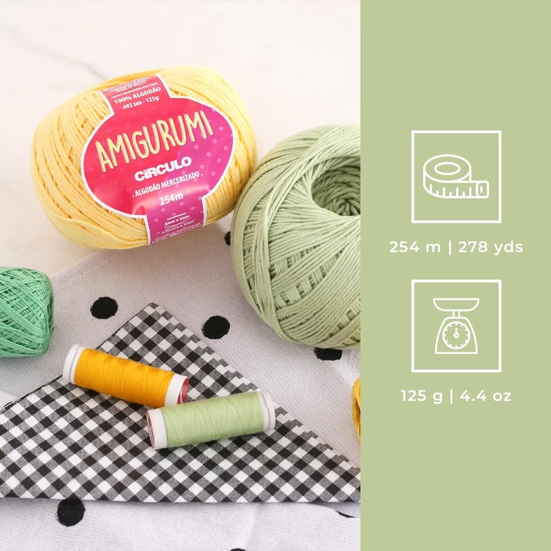 CÃRCULO Circulo Amigurumi Yarn, 100% Mercerized Brazilian Virgin Cotton for Crocheting and Knitting, Soft Art - Sport Weight Yarn, 4.4 oz, 278 yds - Color 7563 - Chantilly - Image 4
