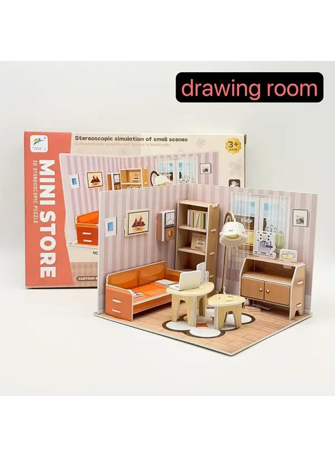 DIY 3D House Puzzle Mini Model Creative Assembly Living Room Set 30PCS - Image 1