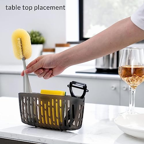 simpletome Sink Caddy Basket, Sinkware Organizer, 3X Strong Suction Cups Or Countertop, Translucent Grey - Image 4