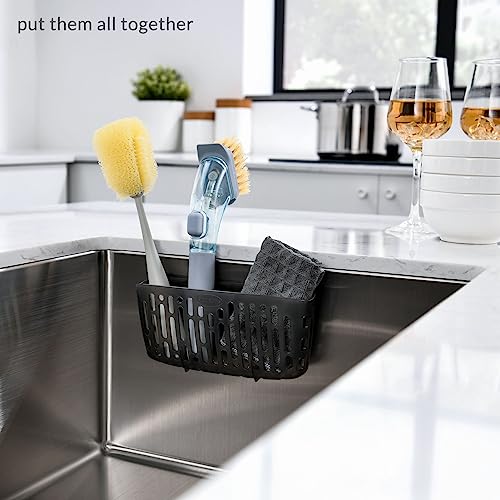 simpletome Sink Caddy Basket, Sinkware Organizer, 3X Strong Suction Cups Or Countertop, Translucent Grey - Image 3