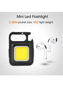 HYETA HYETA Keychain LED Light 2Hours Battery Life with Bottle Opener Magnetic Base and Folding Bracket Mini COB 500 Lumens Rechargeable Emergency Light Square with 4 Modes Aluminum  - Image 5