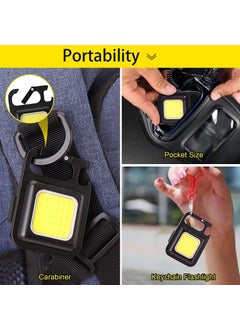 HYETA HYETA Keychain LED Light 2Hours Battery Life with Bottle Opener Magnetic Base and Folding Bracket Mini COB 500 Lumens Rechargeable Emergency Light Square with 4 Modes Aluminum  - Image 3