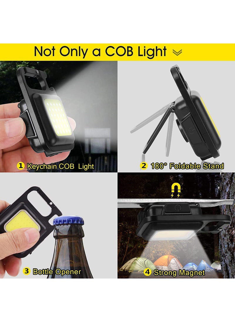 HYETA - HYETA Keychain LED Light 2Hours Battery Life with Bottle Opener Magnetic Base and Folding Bracket Mini COB 500 Lumens Rechargeable Emergency Light Square with 4 Modes Aluminum - Image 1