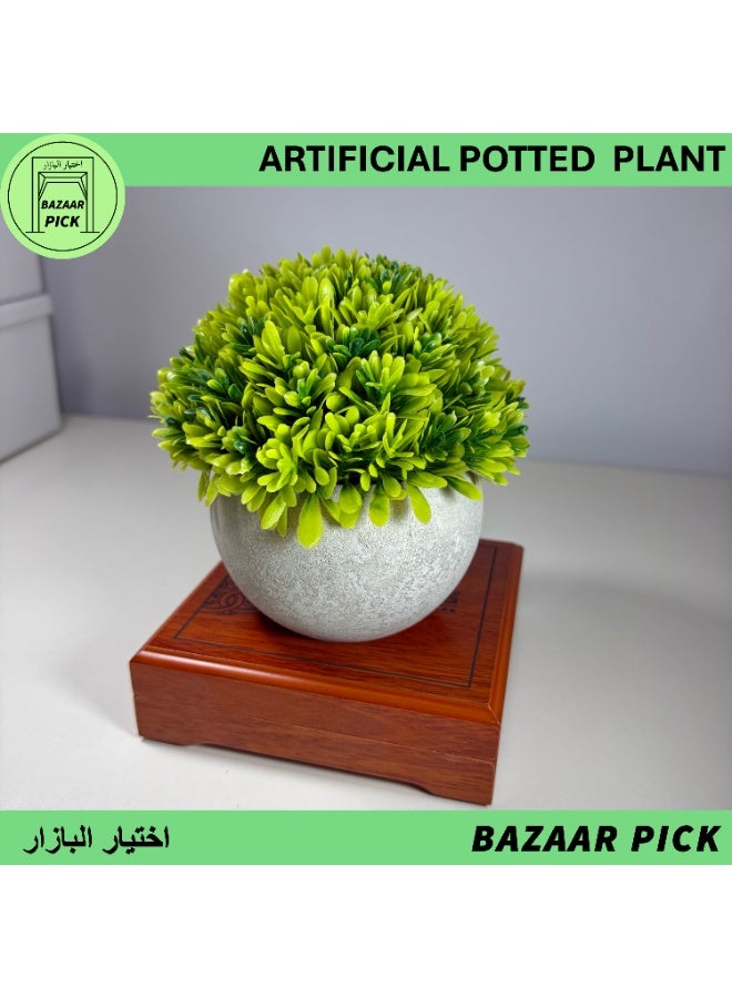 نبات اصطناعي مع أصيص - نباتات خضراء وهمية صغيرة بتصميم نوردي لديكور المنزل والمكتب - ارتفاع 13 سم (5 بوصة) - أخضر فاتح - Image 5