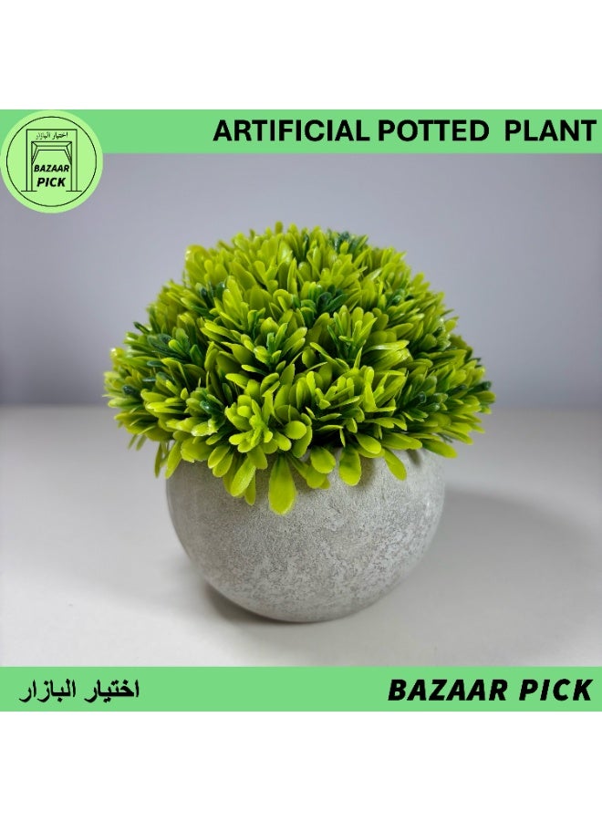 نبات اصطناعي مع أصيص - نباتات خضراء وهمية صغيرة بتصميم نوردي لديكور المنزل والمكتب - ارتفاع 13 سم (5 بوصة) - أخضر فاتح - Image 1
